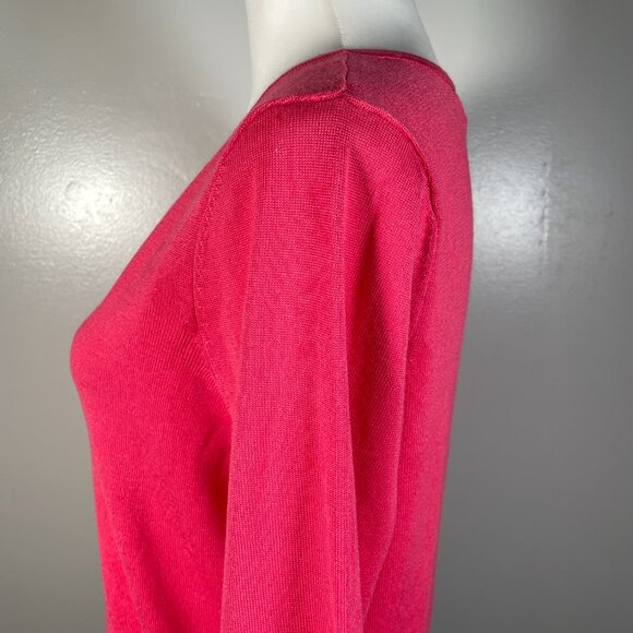 Architect Pink V Neck Tight Knit 3/4 Sleeve Pullover Sweater PXL - Picture 6 of 12